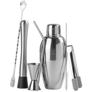 Коктейльный набор Circle Joy Cocktail Shaker Bar Set 7 in 1, Silver